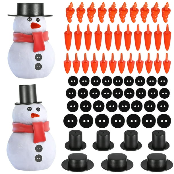 Juego de 320 adornos navideños de muñeco de nieve para hacer tú mismo, con botones y mini sombreros negros.
