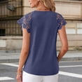 thumbnail image 5 of Only Moment Relaxed Blouse Polyester,Spandex,cotton V Neck Women's Short Sleeve Tops Work Blouses Business Casual Tops Navy,L, 5 of 7