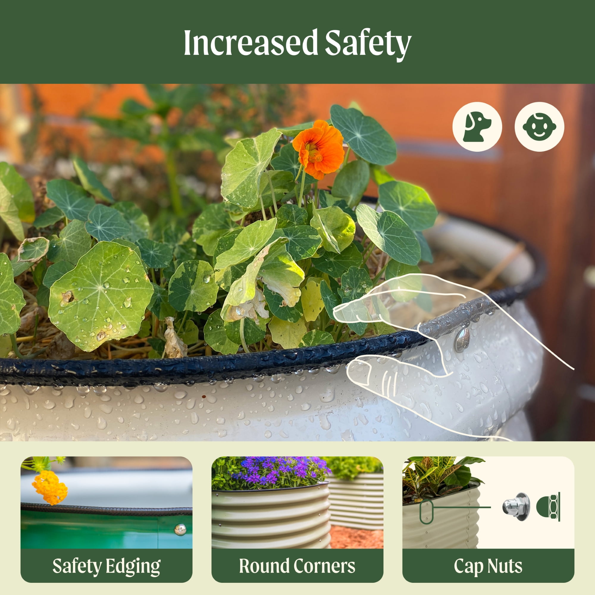 Vego Garden Raised Gardening Bed Kits 17" Tall 9 in 1 8ftx2ft Outdoor Metal Raised Soil Planter Bed Olive Green