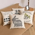 thumbnail image 6 of Easter Decorations-Throw Pillow Covers 18x18in Set of 4,Spring Linen Pillow Case with Black and White Buffalo Plaid Bunny and Egg for Large Couch Sofa Home Indoor Outdoor Holiday Home Decor, 6 of 6