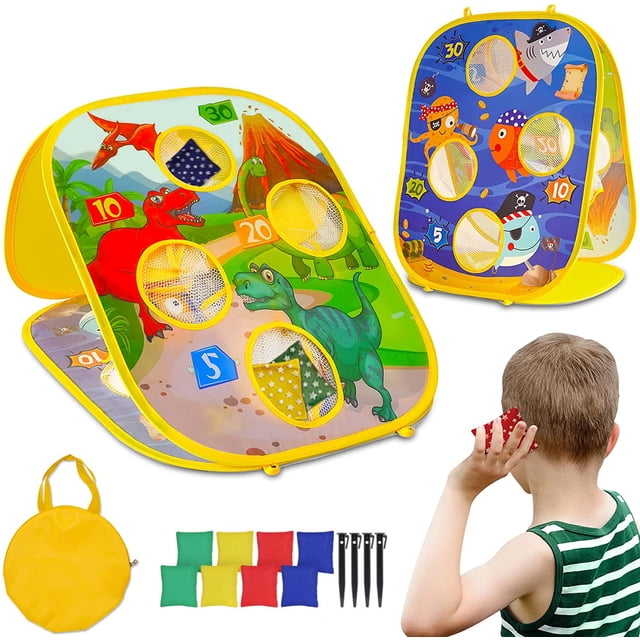 Juguetes para niños de 3, 4, 5, 6, 7 y 8 años, juego de lanzamiento de puf, juegos al aire libre, juguetes para niños pequeños | Juguetes exteriores de doble cara para niños de 4 a 8 años | Regalos