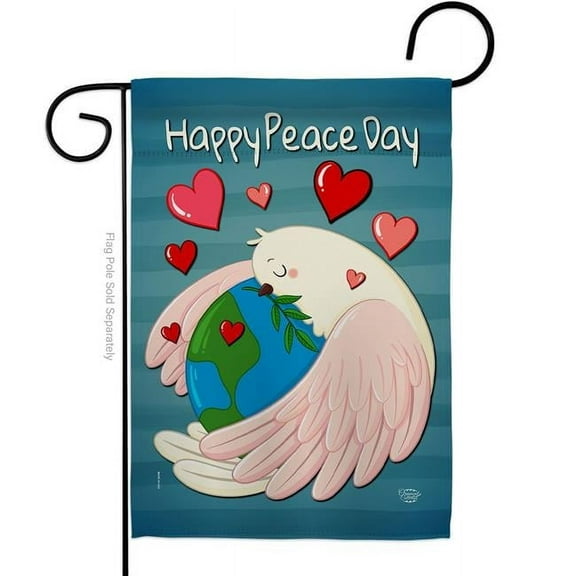 Ornament Collection G192420-BO 13 x 18.5 in. Happy Peace Day Garden Flag with Expression Inspirational Double-Sided Decorative Vertical Flags House Decoration Banner Yard Gift