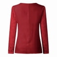 thumbnail image 4 of LoyisViDion Womans Shirts Large Size Women Lace Tops Solid Splicing Long Sleeve Slim Blouse V-Neck Tops Shirt Wine 14(XXXL), 4 of 7