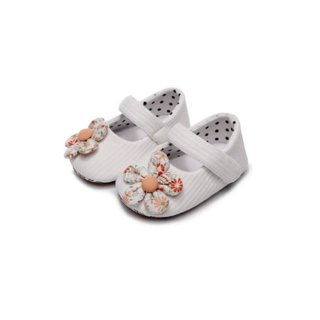 

Woobling Newborn Dress Shoes Soft Sole Mary Jane Prewalker Flats Wedding Princess Shoe Cute First Walker Comfortable White 4.5C