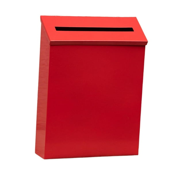 Buzón de pared con tapa para periódicos, decorativo, de metal. Rojo