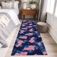 thumbnail image 5 of Independence Day Washable Runner Rugs 2'x6', American Flag Fantasy Romantic Firework Low Pile Throw Entryway Rug Non-Slip Sturdy Edge Binding Carpet for Indoor Bedside Entrance Bedside, 5 of 9