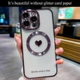 thumbnail image 3 of for iPhone 13 Pro Max Case Magnetic Glitter [ Compatible with MagSafe ], Bling Love Heart Clear Phone Case, Camera Protection Sparkly Plating Slim Soft Back Cover for Women Girls - Purple, 3 of 10