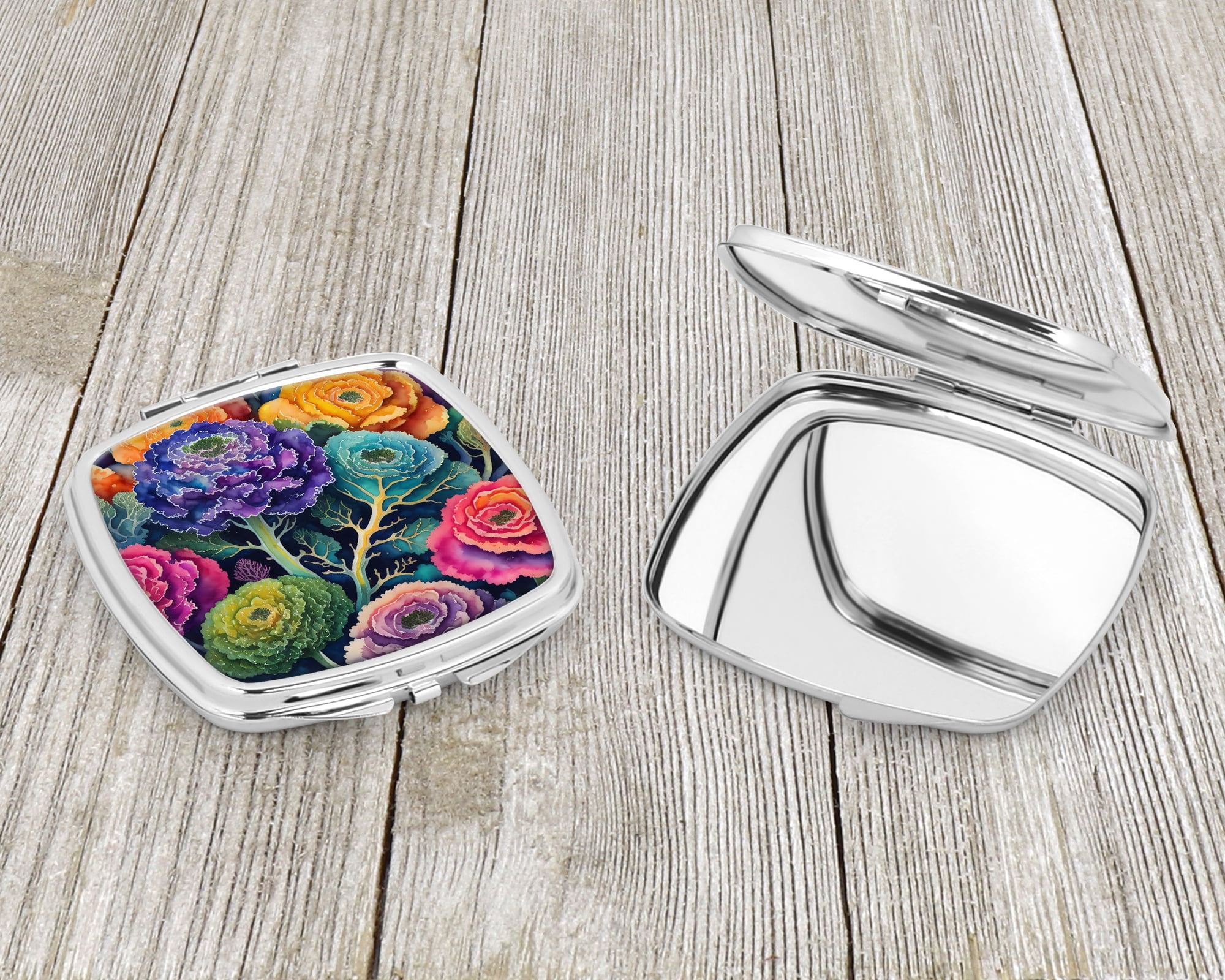 Colorful Ornamental Kale Compact Mirror 2.75 in x 3 in