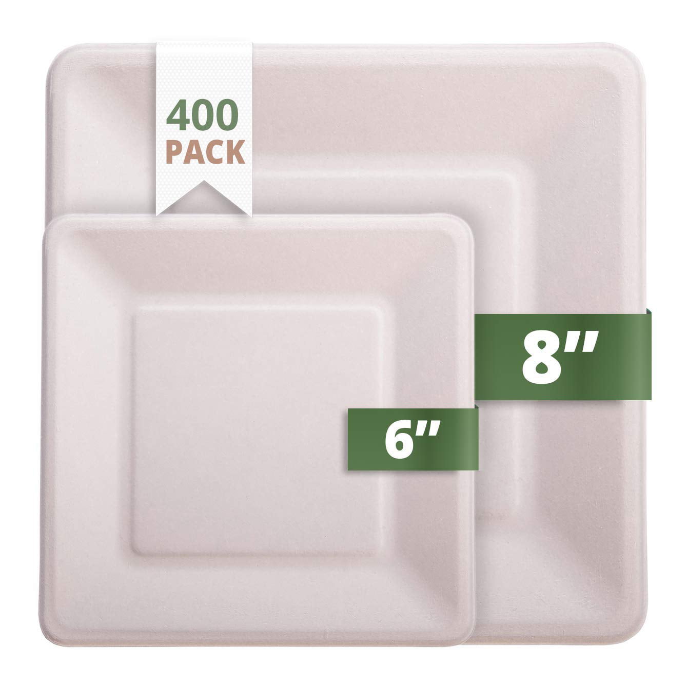 THREE LEAF 6 COMPARTMENT BAGASSE TRAY 400 Ct. (8 PACKS OF 50