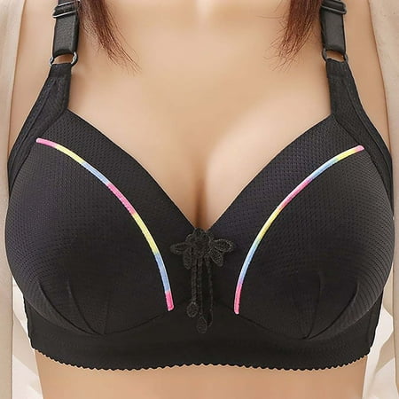 Elvqul Adjustable Bras Women Black Bralette Wirefree Plus Size Breathable Underwear Soft Nylon Bras
