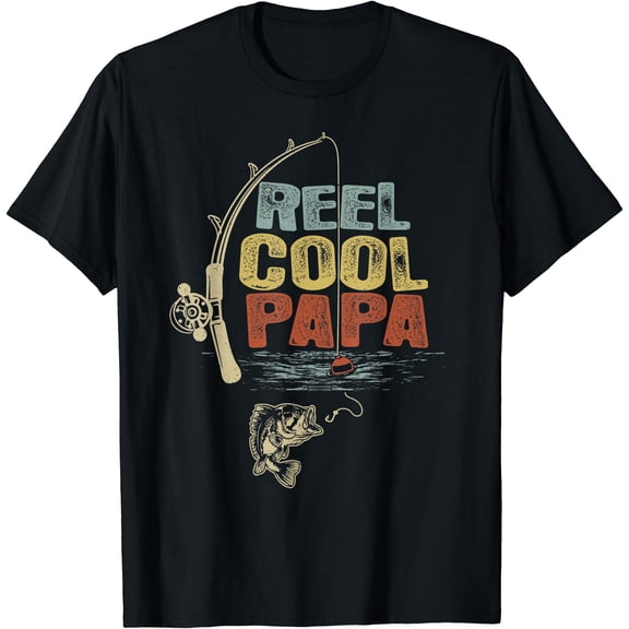 Vintage Funny Fisherman T-Shirt with 'Reel Cool Papa' Design for Fishing Enthusiasts
