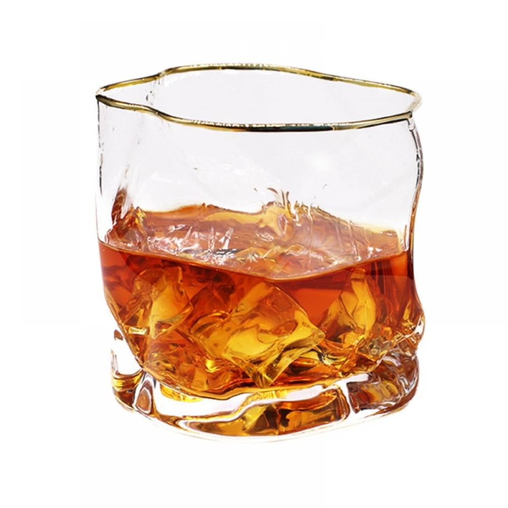 Crystal Whiskey Glasses,300ml / 10.1oz Whiskey Glass Cup With Gold