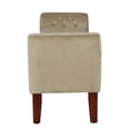 thumbnail image 4 of Velvet Upholstered Button Tufted Wooden Bench Settee With Hinged Storage, Beige and Brown - Saltoro Sherpi, 4 of 14