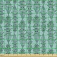 thumbnail image 2 of Nature Upholstery Fabric by the Yard, Leafy Vertical Strips Feathers Bohemian Feels, Decorative Fabric for DIY and Home Accents, Sea Blue Reseda Green by Ambesonne, 2 of 5