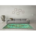 thumbnail image 3 of Ahgly Company Indoor Square Oriental Turquoise Blue Modern Area Rugs, 5' Square, 3 of 4
