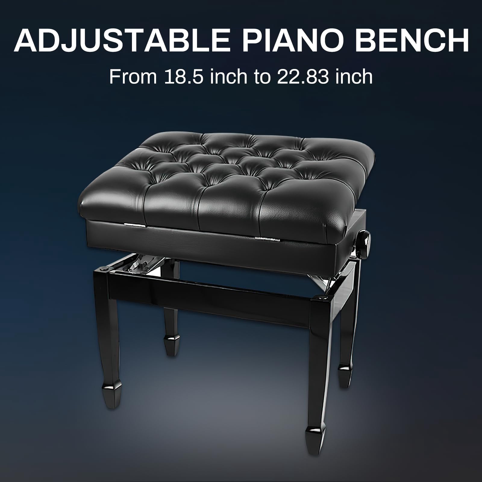 AODSK Piano Bench Adjustable Padded Faux Leather Cushion Heavy Duty Wooden Legs  23.6 x 15.8 in Pianist Seater