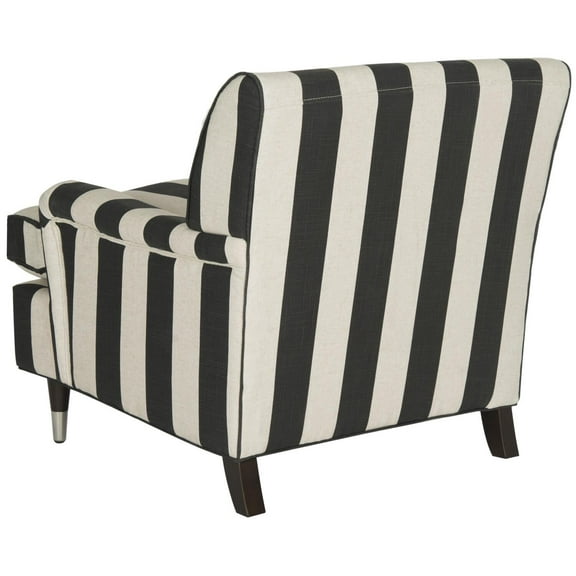 SAFAVIEH Chloe Fully Upholstered Club Chair with Casters, Black/White