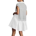 thumbnail image 5 of Summer Short Sleeve Womens Sweatshirt Dresses V Casual Oversized Patchwork Mini Dress, 5 of 6