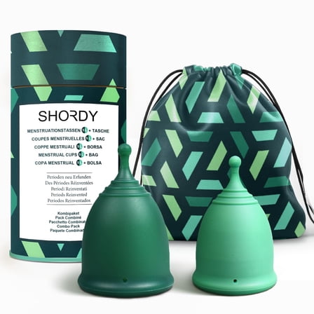 SHORDY Reusable Soft Menstrual Cups Set, Small & Large Period Cup for Women