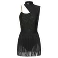 thumbnail image 3 of TiaoBug Womens Sequins Latin Jazz Dance Tassel Leotard Sleeveless Fringed Dress Modern Dancewear Black M, 3 of 6
