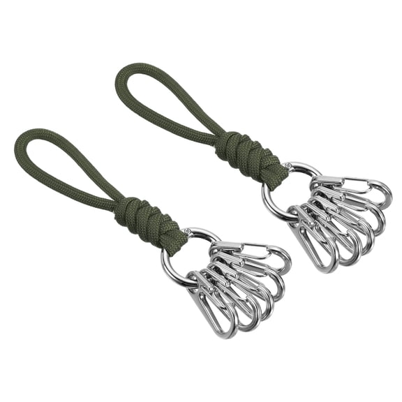 5.5" Paracord Lanyard Keychain Braided Lanyard Wrist Strap with Snap Hooks, Army Green 2 Pack