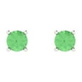 thumbnail image 3 of 14K Solid Gold Push Back Stud Earrings for Women | 0.2 cttw Round Cut Simulated Green Diamond | White Gold, 3 of 5