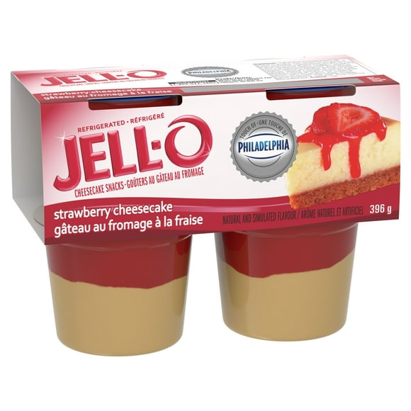 goûters au pouding Jell-O réfrigérés Gâteau au fromage aux fraises Paq. de 4