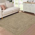 thumbnail image 1 of Washable Rugs 5x7 Modern Braided Print Rug (Not Woven) Non Slip Rug for Living Room Low Pile Braided Print Rugs Woven Pattern Indoor Floor Carpets for Office Dining Nursery, Linen Brown, 1 of 7