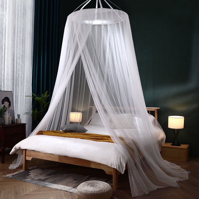 Palace tienda de piso a techo cama cúpula red colgante cubierta antimosquitos sin soporte, blanco, adecuado para cama de 1,2 m LingWen 9024715817204