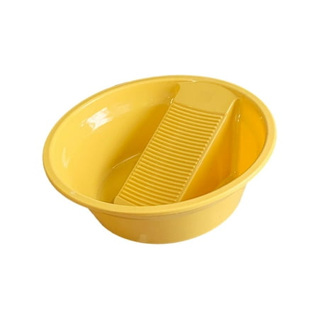 Baoblaze Washboard Basin Laundry Wash Tub with Washboard ,Small Delicate Articles Washing yellow