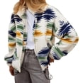 thumbnail image 2 of Jackets for Women Fuzzy Fleece Zip Up Jacket Fall Winter Oversized Long Sleeve Floral Print Casual Warm Coats Green M, 2 of 9