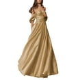 2024 Women Sequins Long Satin Off Shoulder Bridesmaid Dress Formal ...