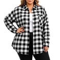 thumbnail image 4 of Horkkom Cotton Button Down Shirts for Women Loose Long Sleeve Plaid Print Flannel Shirts Casual Fall Lapel Tops with Pockets XXL, 4 of 4
