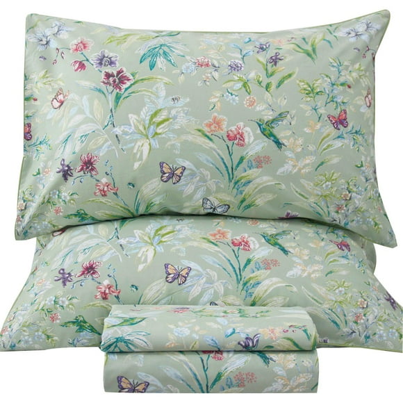 Queen's House Sheets Butterfly Bird Print Bed Sheet Collection Set-King,R