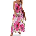 thumbnail image 1 of Vestido sin mangas con flores de acuarela rosa fucsia Vestidos largos con velo Vestido de mujer Vestidos de verano para mujer 2024, 1 of 7
