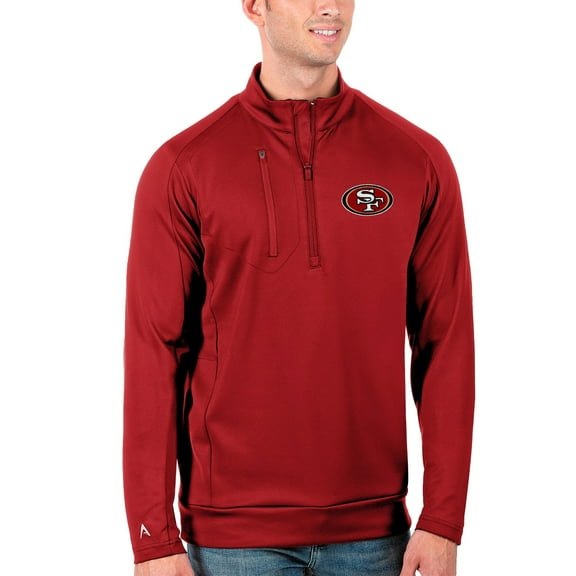 Men's Antigua Scarlet San Francisco 49ers Generation Quarter-Zip Pullover Jacket