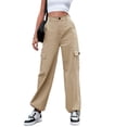 thumbnail image 3 of DYMADE Women's Workwear Pocket Elastic Waist Full Length Cargo Pants, 3 of 4