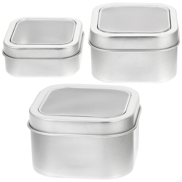 3 Pcs Candle Tin Square Container Jar Candles Box Tinplate