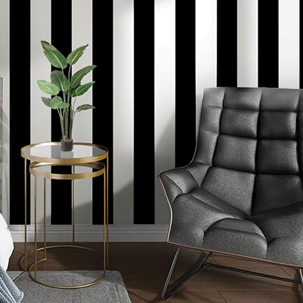 Guvana Papel Pintado Autoadhesivo A Rayas En Blanco Y Negro, 118 X 17,7 Pulgadas, Papel De Contacto Extraíble, Impermeable, Revestimiento Decorativo De Pared, Gabinetes, Estantes, Revestimiento De Caj