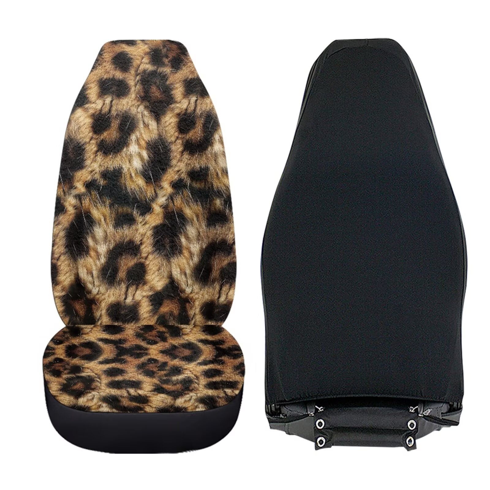 Uorisanigo Car Seat Covers, Split Automotive Cushion Cover, Cheetah Leopard Print Car Cushion Covers 2 Front Seats, Fit for Most Cars SUVs Sedans, Soft Full Wrapping Edge Seats Cover
