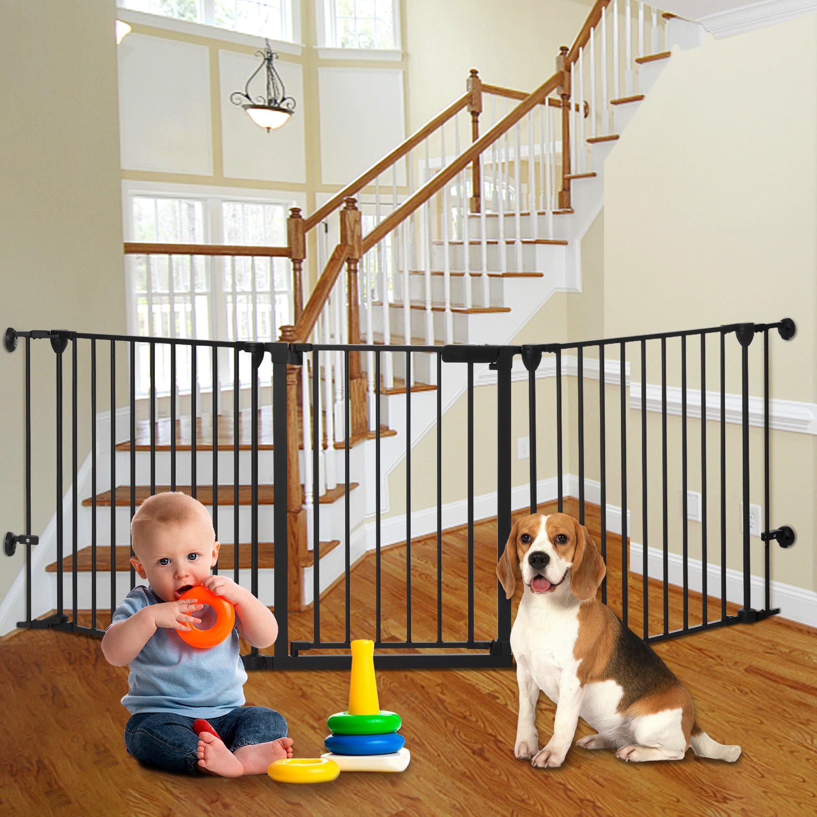 Buy KingSo Auto Close Foldable Baby Gate with Door for House Stair