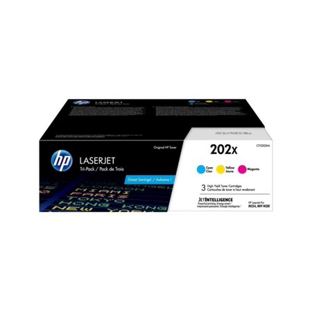 UPC: 0193808475122 | HP 202X (CF500XM) Toner Cartridges – Cyan  Magenta  Yellow High Yield (3 pack)