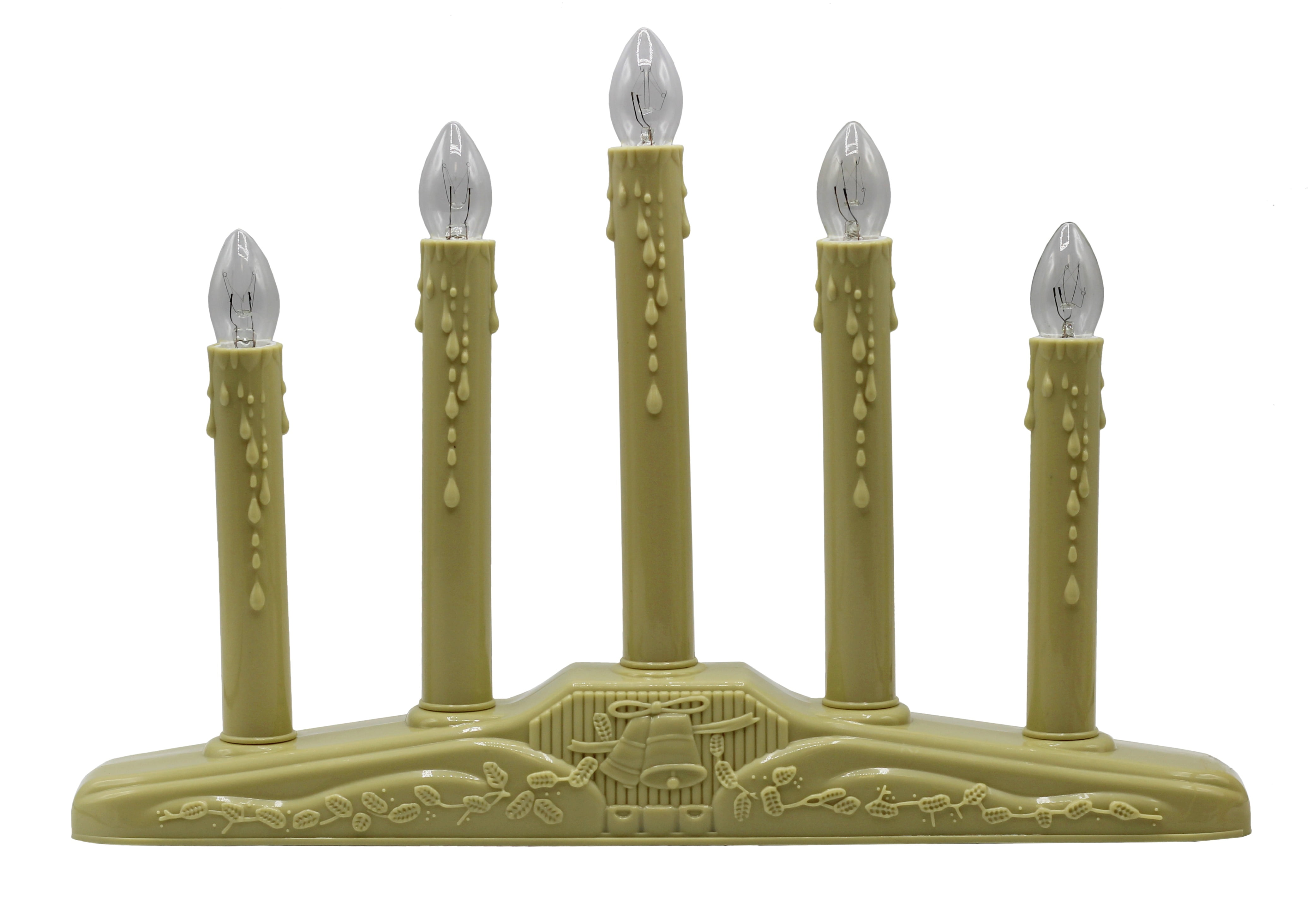 5 Light Electric Candolier Indoor Christmas Candle Lamp, Ivory Plastic