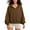 001 Brown, variant on Htigea Womens Half Zip Sweatshirts Long Sleeve Y2k Tops Thin Fleece Cropped Hoodies Casual Loose Sweatshirt with Pockets Red S