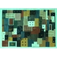 thumbnail image 1 of Ahgly Company Indoor Rectangle Abstract Turquoise Blue Contemporary Area Rugs, 5' x 7', 1 of 4