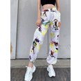thumbnail image 3 of Txlixc Pantalones ajustados para mujeres, pantalones de cintura alta con impresión de graffiti blanco Txlixc  moda, 3 of 9