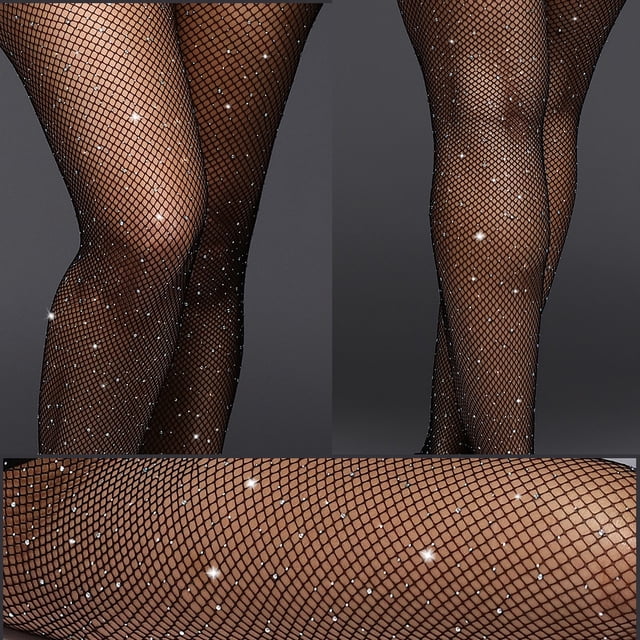 Medias de red de pesca sexys y divertidas con diamantes de imitación de malla fina europeas y americanas, calcetines huecos para mujer, calcetines blancos con diamantes de imitación