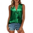 thumbnail image 3 of Feancey Womens Party Tank Tops Sparkly V Neck Sleeveless T-Shirts Dressy Trendy Going Out Glitter Tanks Business Casual Work Tees Green M, 3 of 10