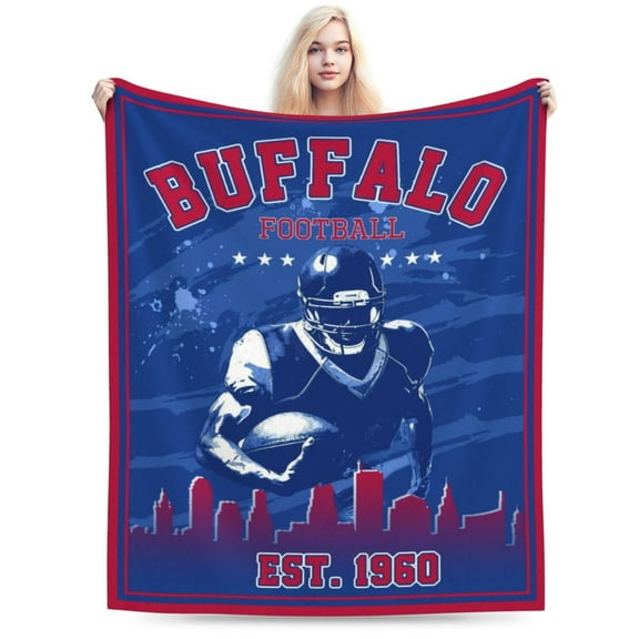 Buffalo Football Throw Blanket, Soft Lightweight Plush Warm Blankets For Men And Women, Sports Fan Gifts Bed Tapestry For Sofa, Travel 60"X50"