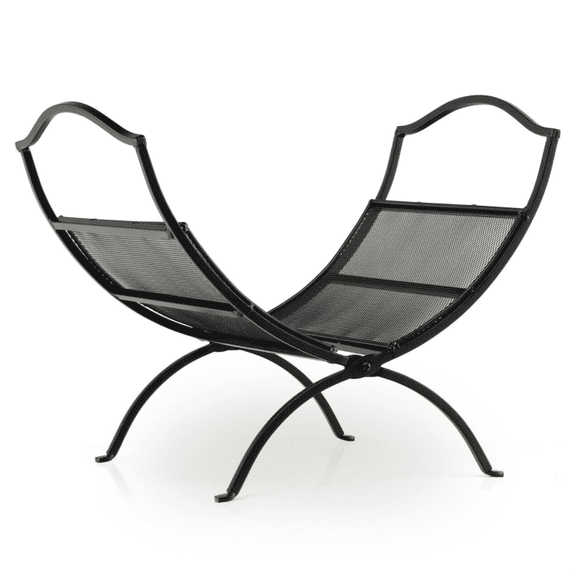 Spaco 19 Inch Folding Fireplace Log Rack with Convenient Handle-Black, Firewood Rack, Heavy Duty Fire Logs Stand Stacker Holder for Fireplace Metal Lumber Storage Carrier Organizer